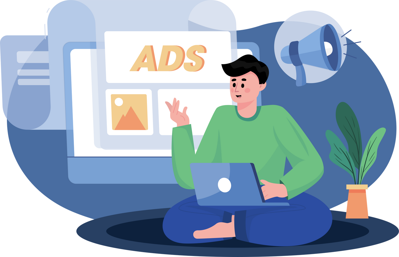 marketing employee posting ads illustration
